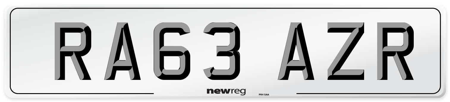RA63 AZR Number Plate from New Reg